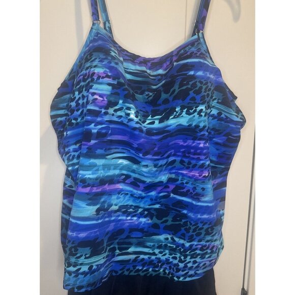 TrimShaper Women’s  Farrah Bengal One Piece Romper Swimsuit Sz 20W - Picture 2 of 12